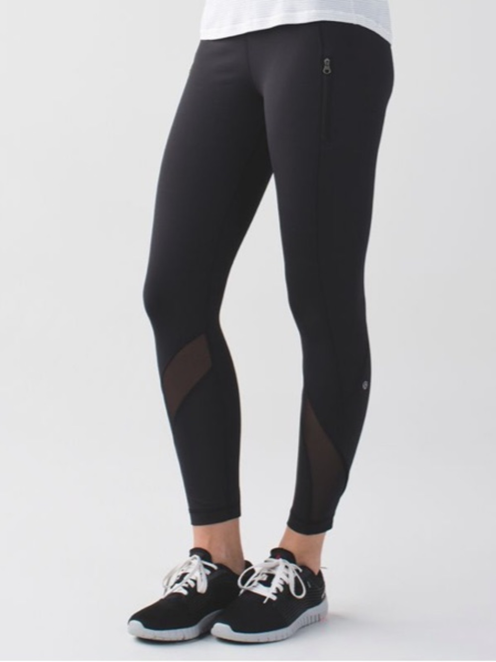 Lululemon Inspire Tight II Athletic Leggings Zippered Pockets Mesh Black Size 8
